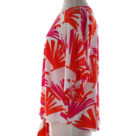 Mary Square Small  Loose Fit Side Tie Blouse Tropical Vacation Vibes - Picture 2 of 7